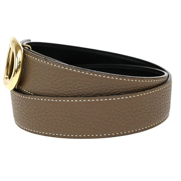 HERMES Chaine D'ancre Reversible Buckle Belt 30mm Leather #80 Brown BK 83RL318 - Picture 4 of 13